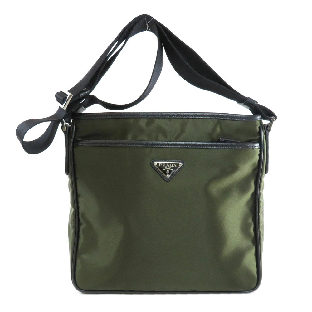 Prada Tessuto messenger Green crossbody bag Leather Green
